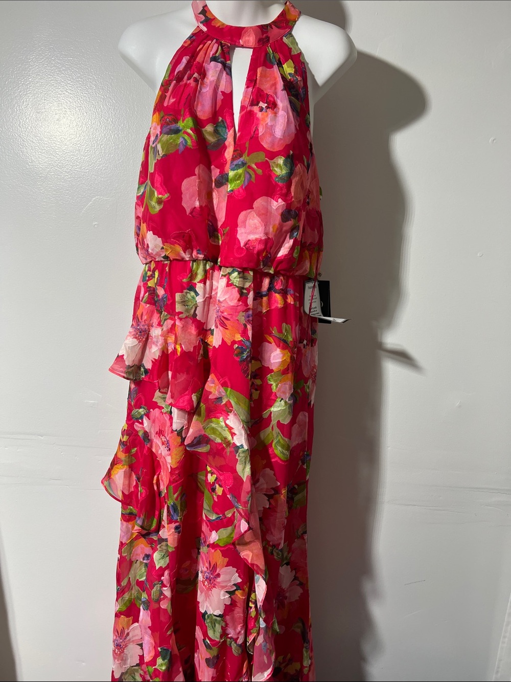 Adrianna Papell Floral Halter Maxi Dress